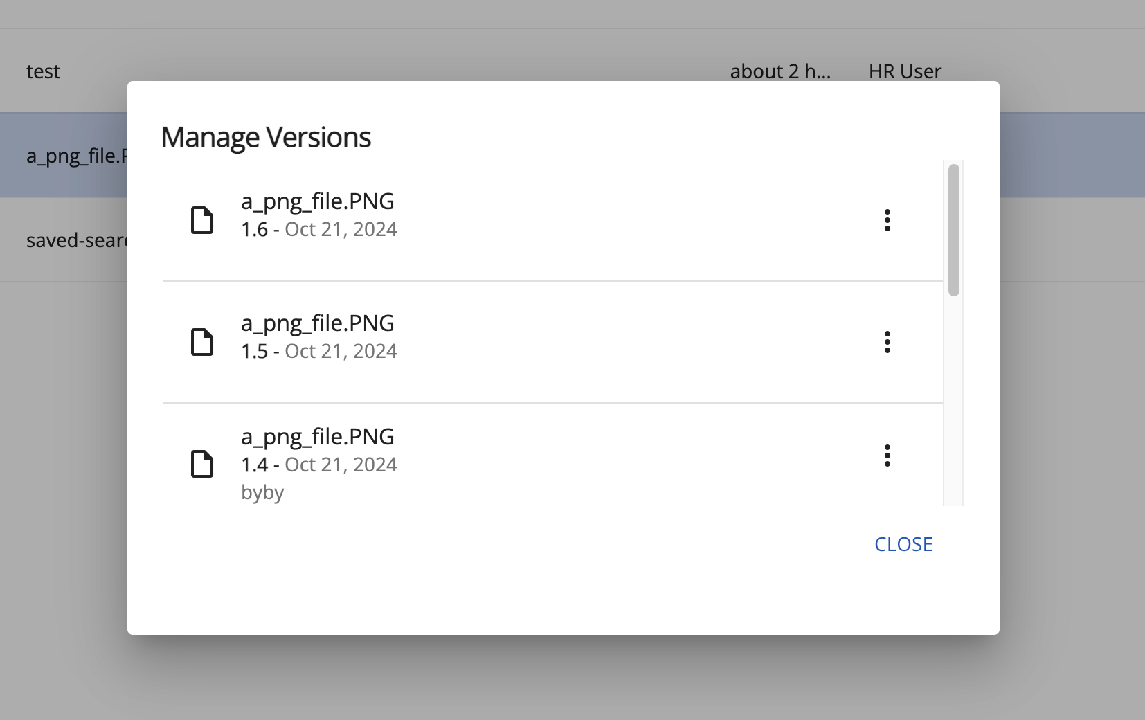 Version Manager Dialog