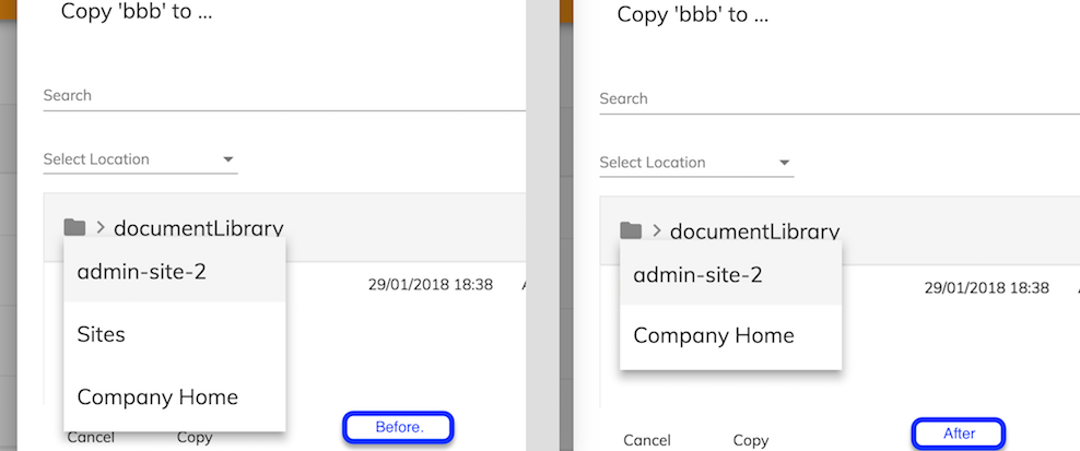 Content Node Selector breadcrumbTransform before/after screenshot