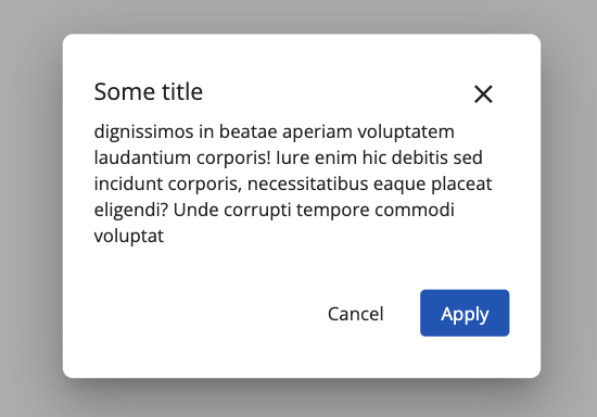 Standard alert dialog component