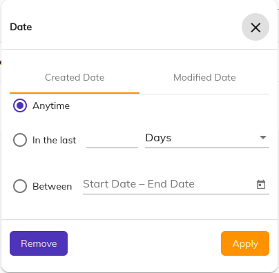 Date Range Tabbed Widget