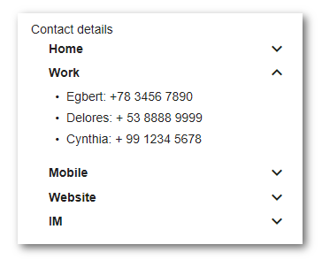 Accordion menu screenshot