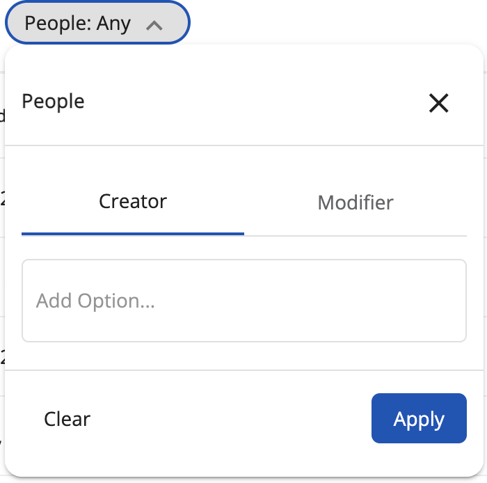 Search facet chip tabbed