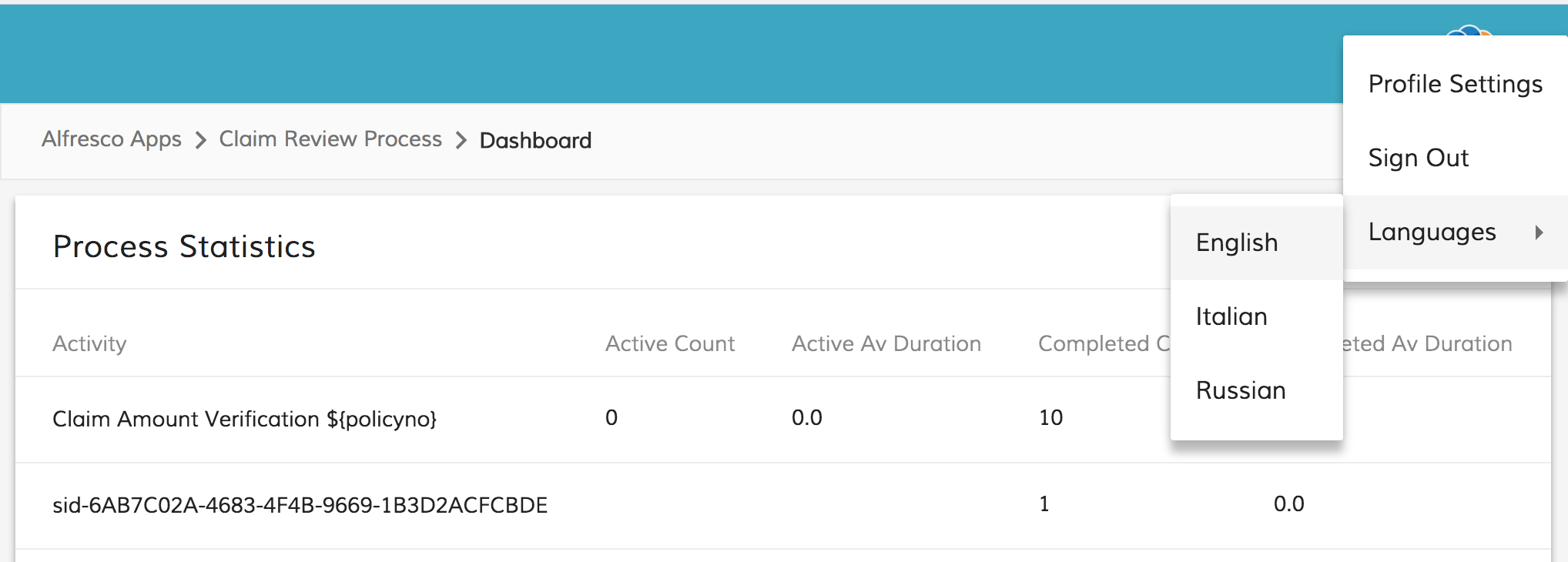 Nested Language Menu screenshot