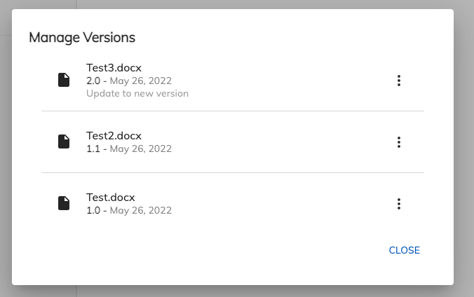 Manage versions image