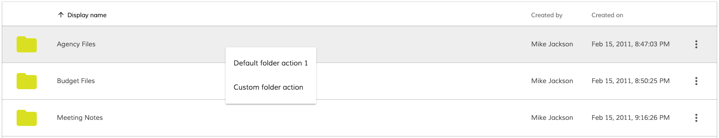 Folder context menu