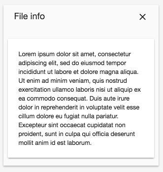 Info drawer layout screenshot