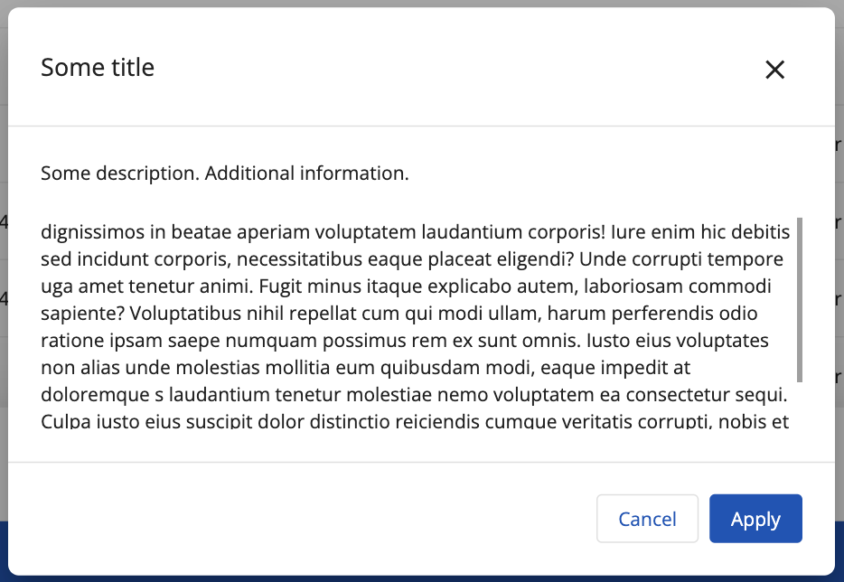 Large and Medium dialog component