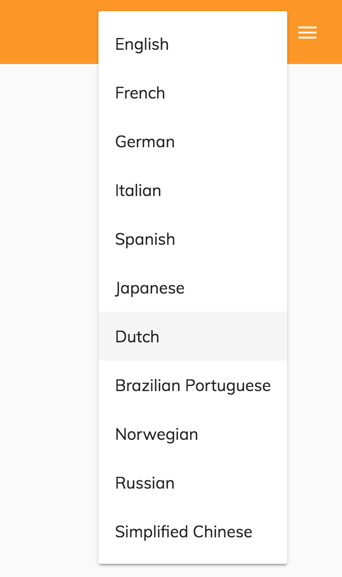 Language Menu screenshot